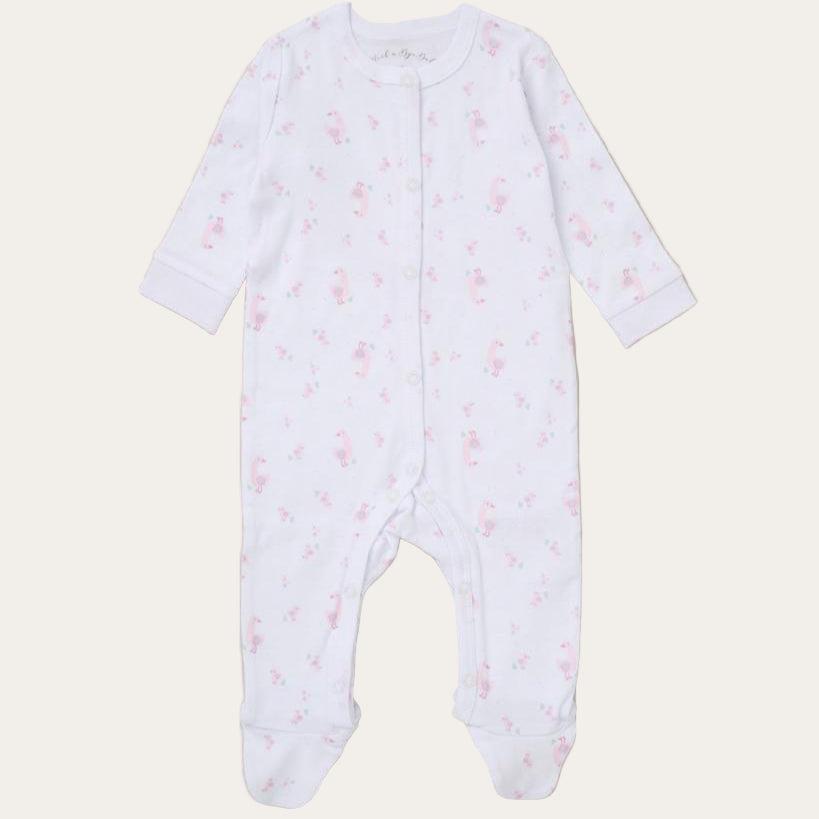 Soft Cotton Bib with Embroidered Goose for Newborn Girl