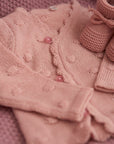 baby clothing set, knit dusty pink