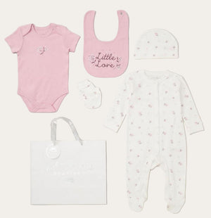 Little Love 5 Piece Baby Girl Clothing Gift Set – Pink & White