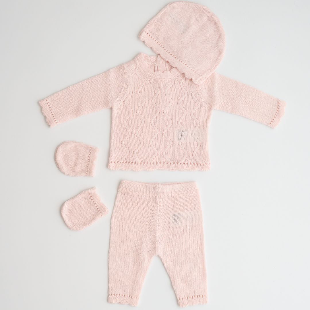baby girl pale pink knit clothing set