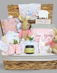 Baby girl gifts basket.