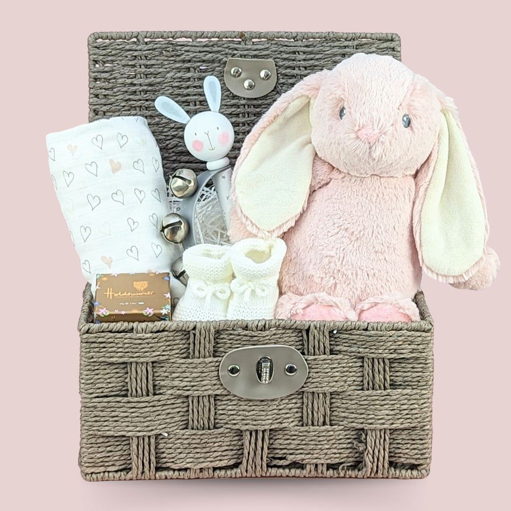 Personalised Newborn Baby Girl Hamper Hush Little Bunny Baby Gifts