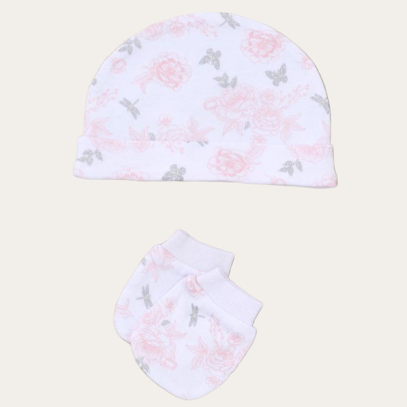 Soft Cotton Floral Baby Bodysuit with Butterfly Deta