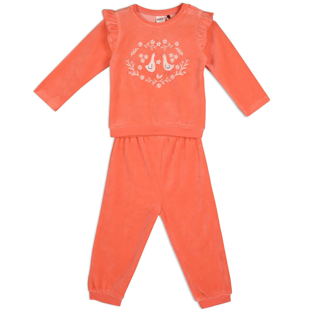 Baby girl peach velour outfit with matching leggings