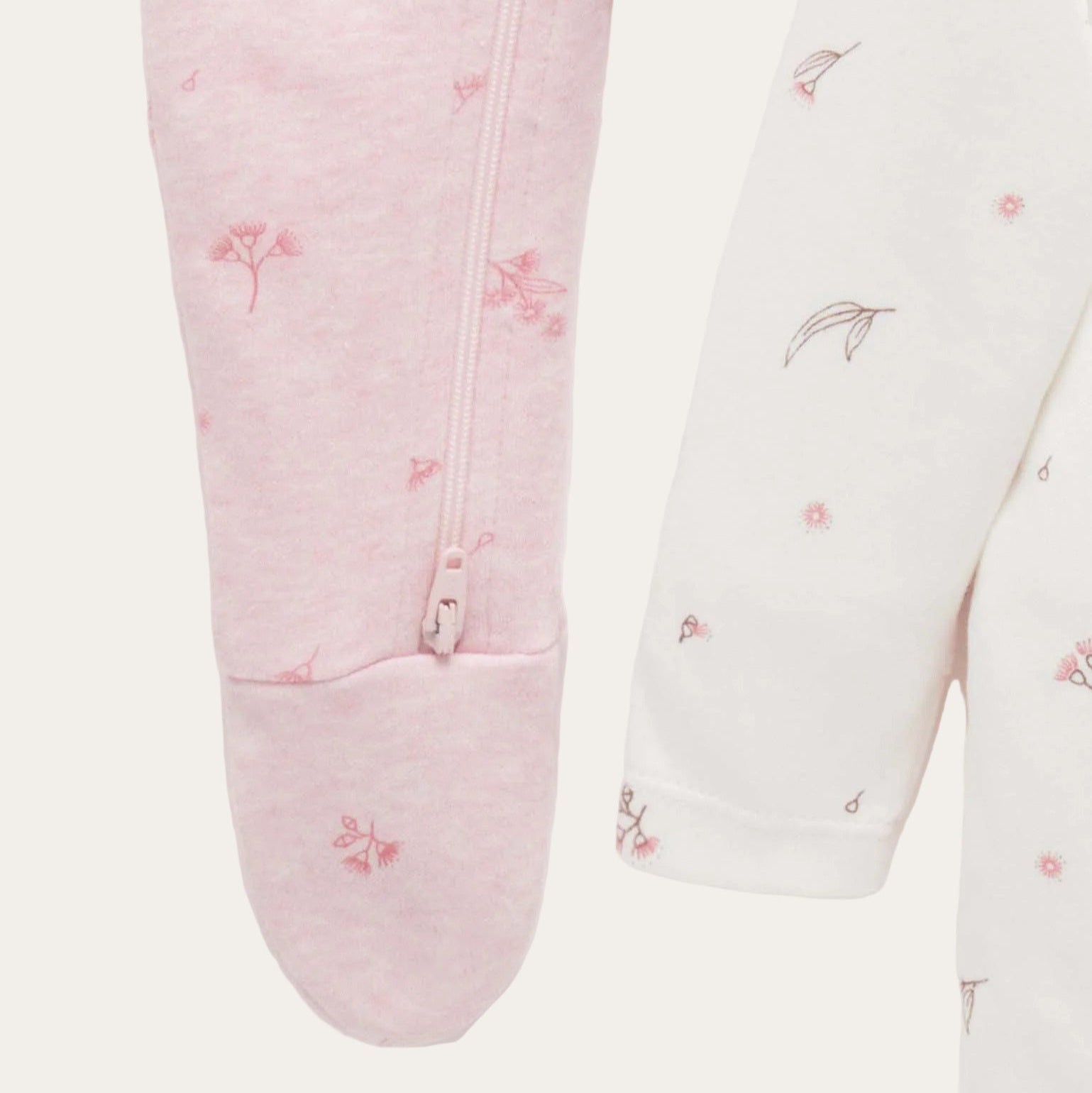 Organic baby sleepsuits with fold-over mitts