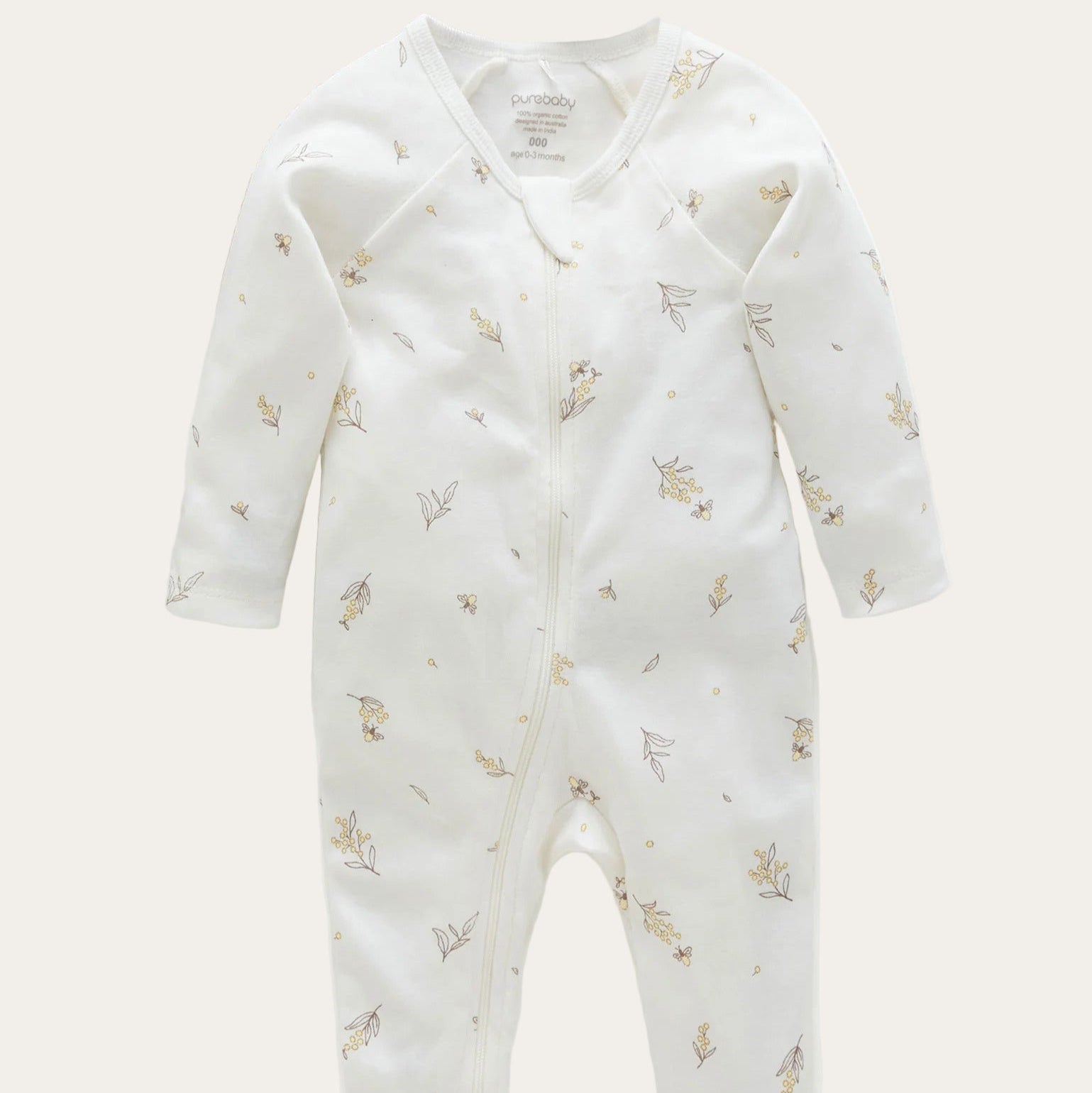 2 pack zipped baby growsuits in neutral tones