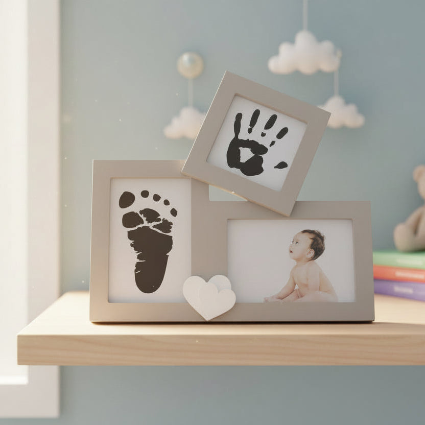 Baby Ink Print Frame Kit with handprint, footprint and photo spaces