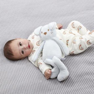 Soft plush dog toy made for newborns