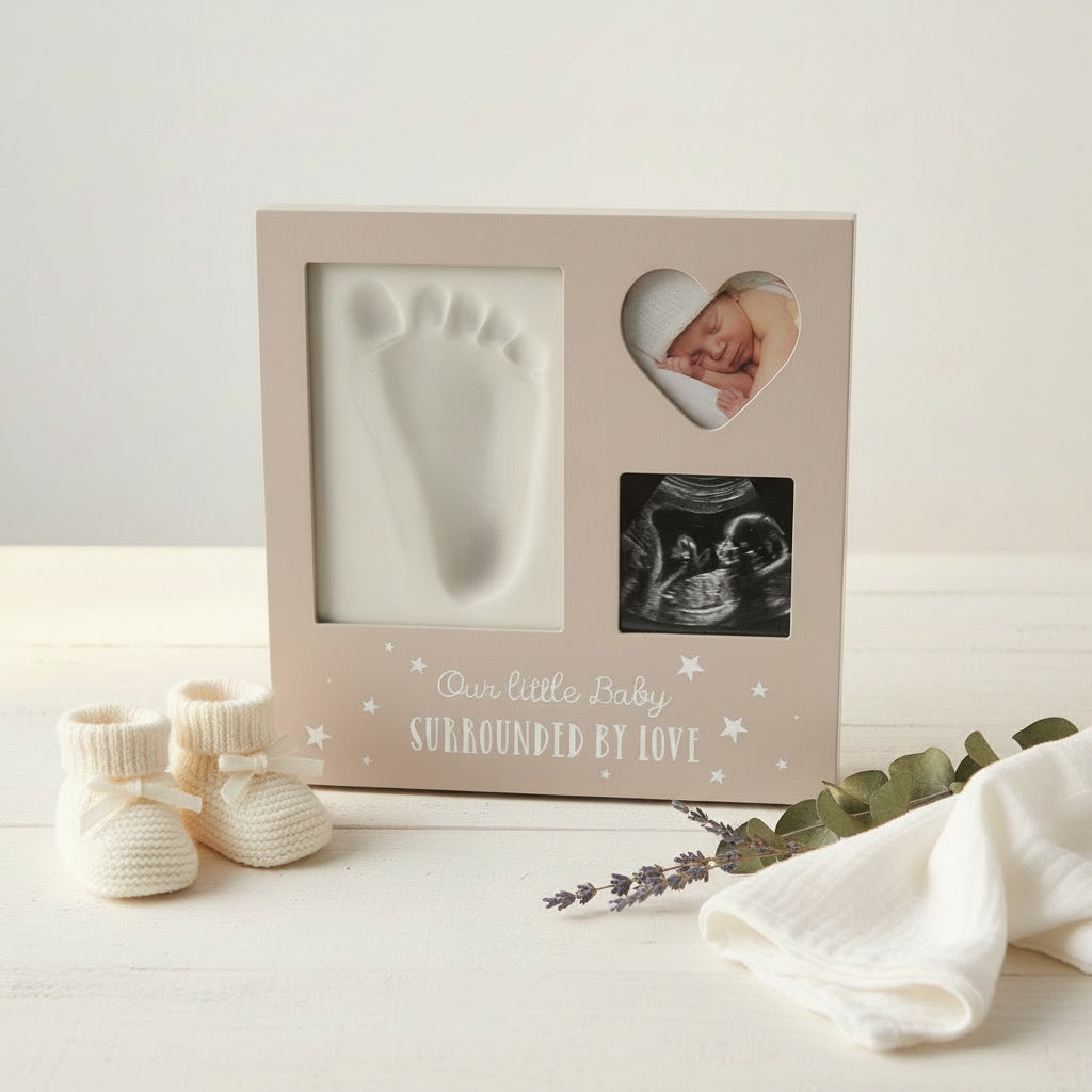 Baby sonogram scan Photo Frame with clay print and two photo spaces