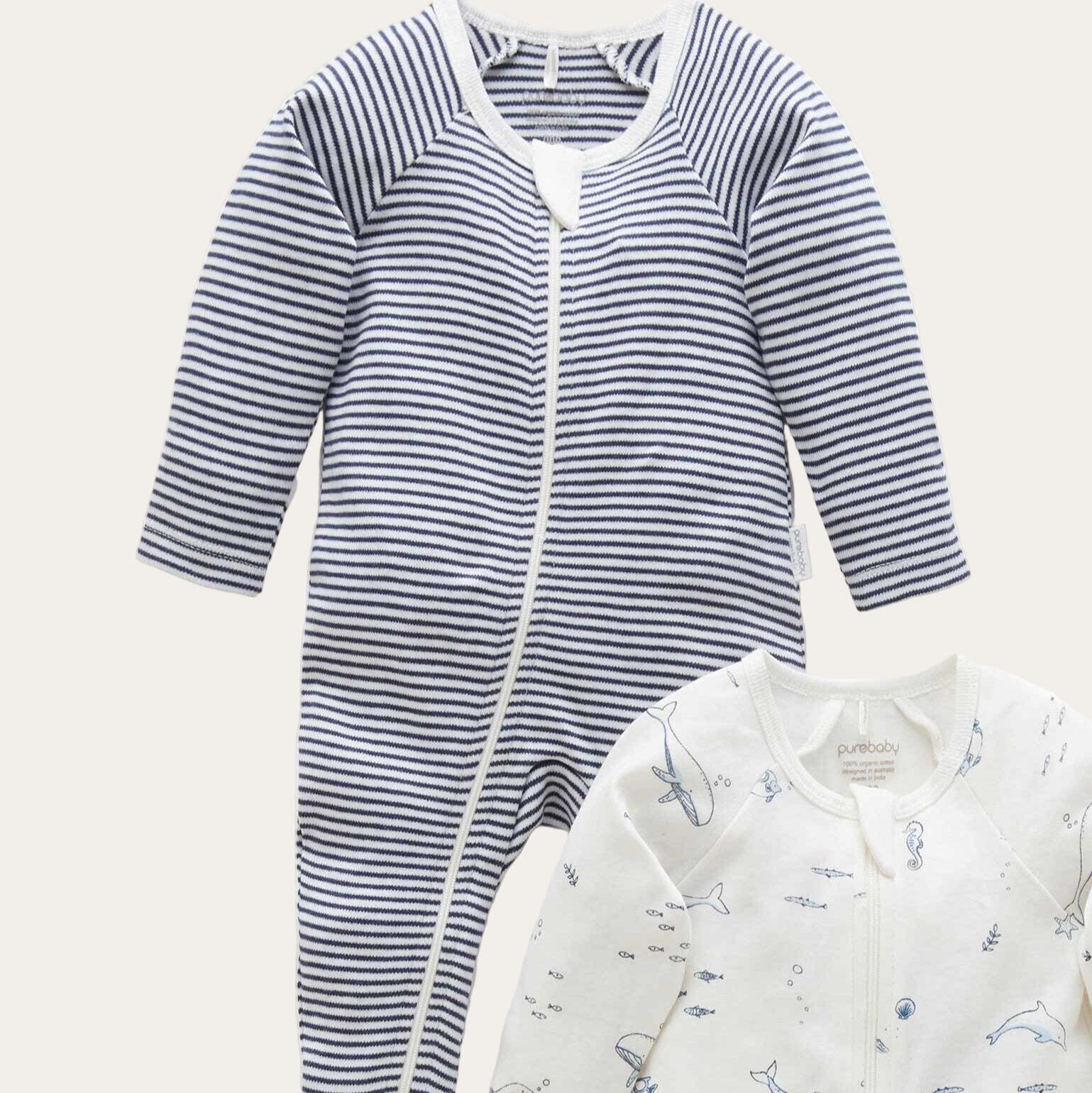 Unisex Vanilla Baby Sleepsuits with Zips