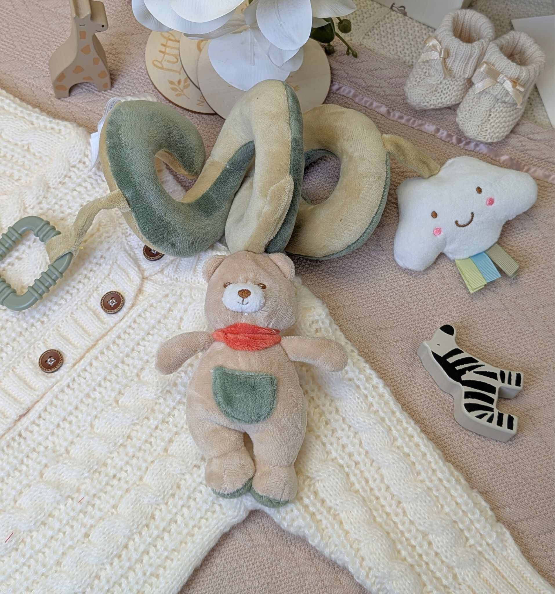 Baby spiral activity toy for the pram