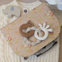 Silicone baby teething rubber toy brown and cream