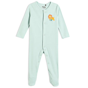 Baby unisex safari animal printed sleepsuit with lions giraffes and elephants