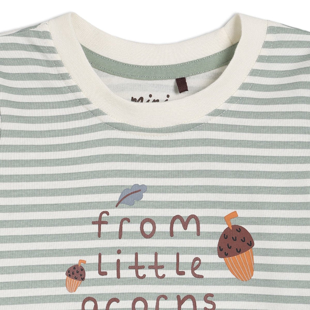 Baby unisex striped long sleeve top with printed slogan