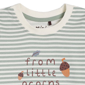 Baby unisex striped long sleeve top with printed slogan