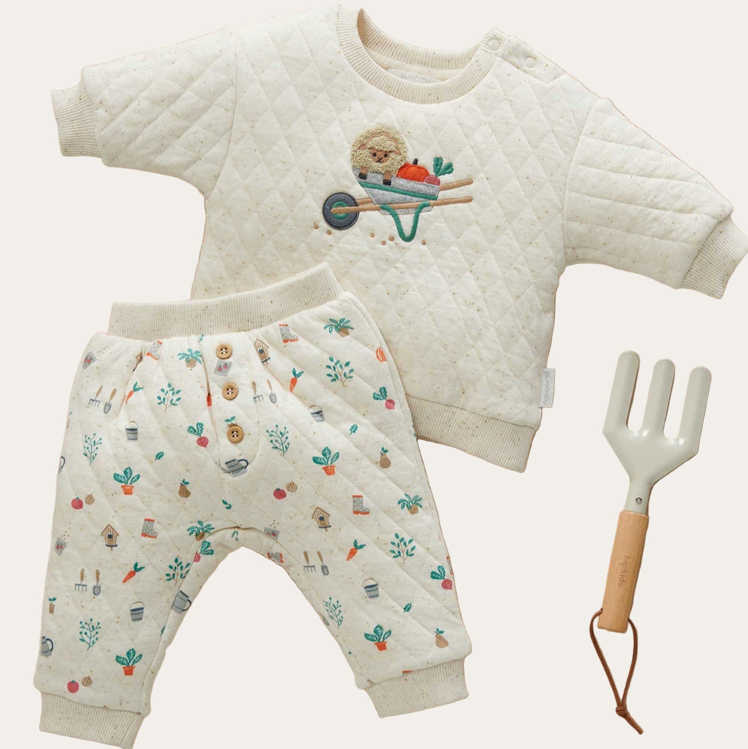 Quilted Baby Track Set – Veggie Patch Print