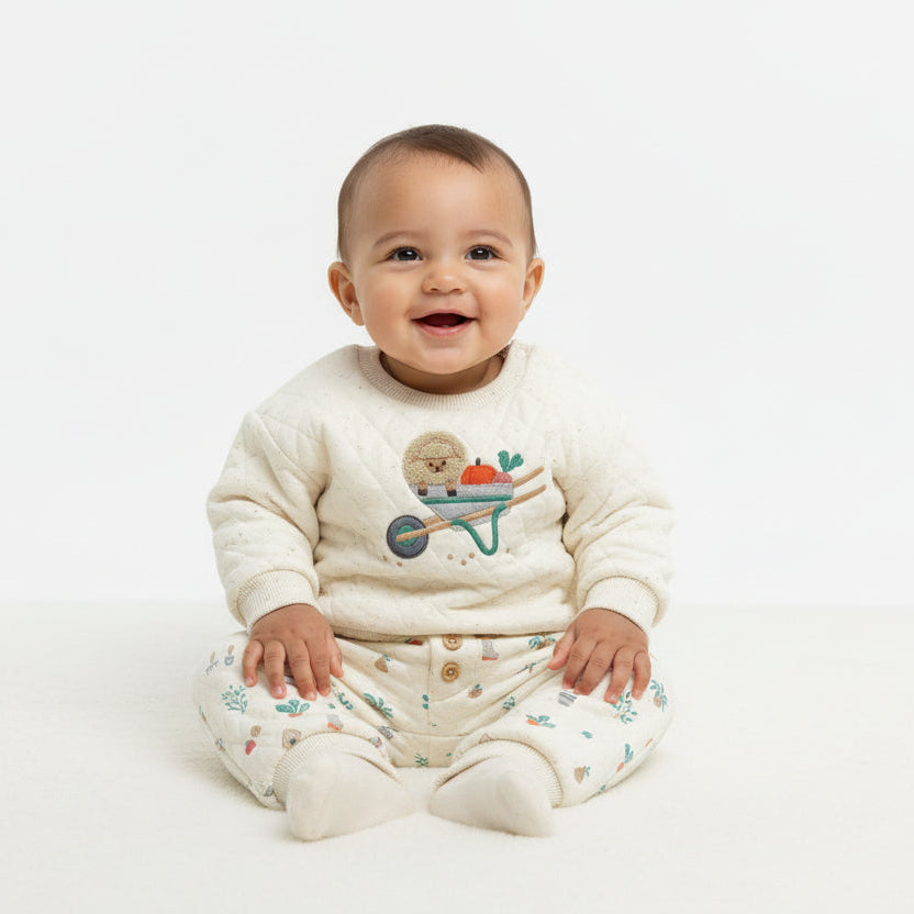 Quilted Baby Track Set – Veggie Patch Print