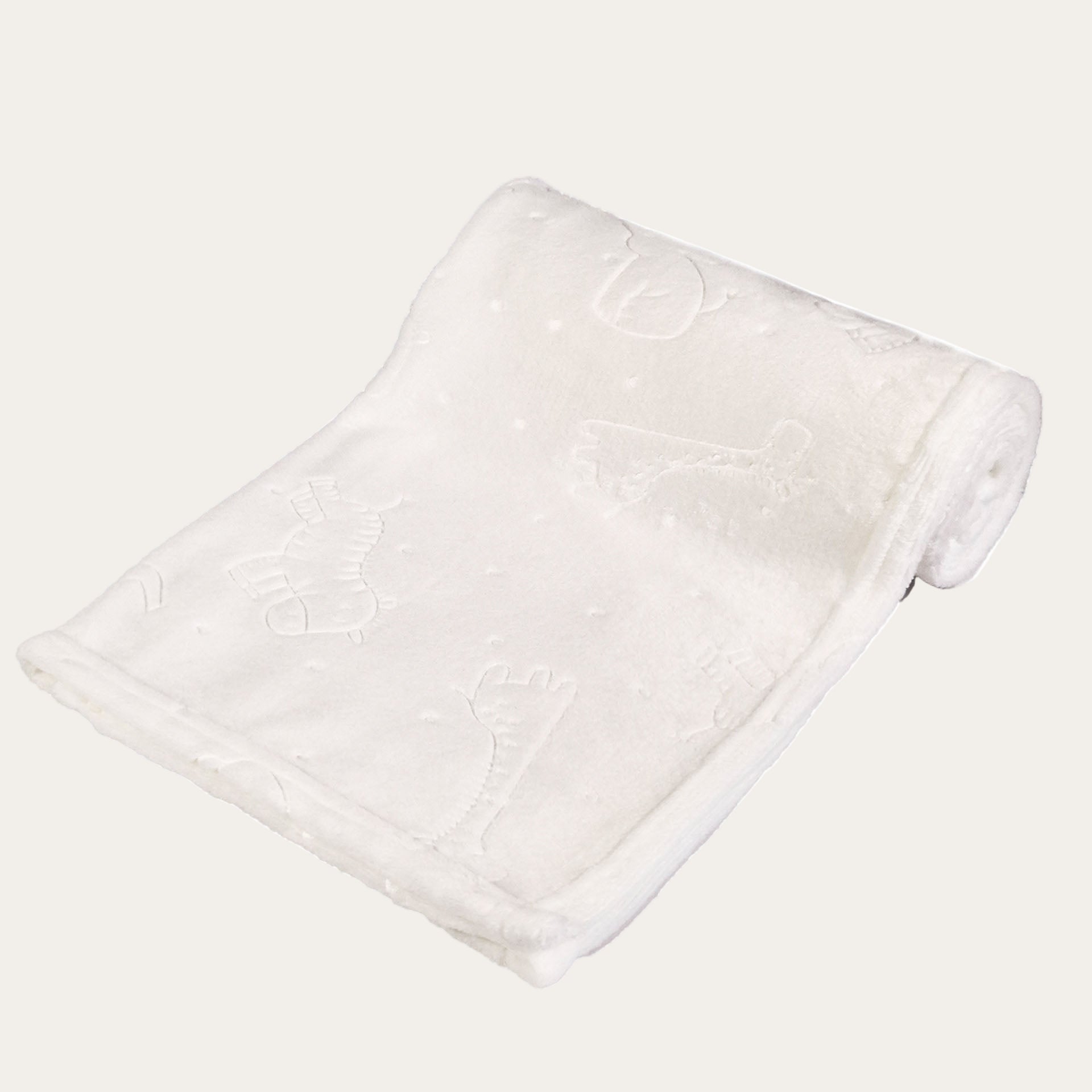 White Baby Wrap – Embossed Animal Pattern, Soft Fabric