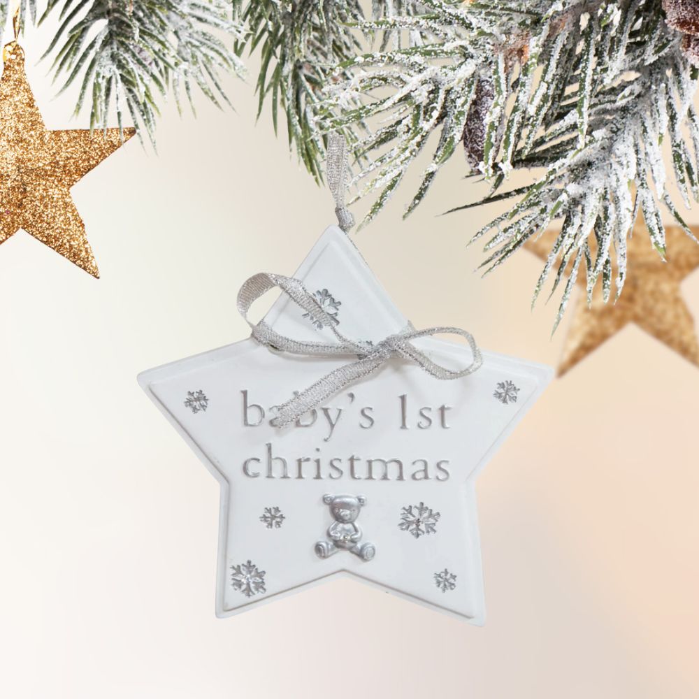Star shaped baby's first Christmas plaque