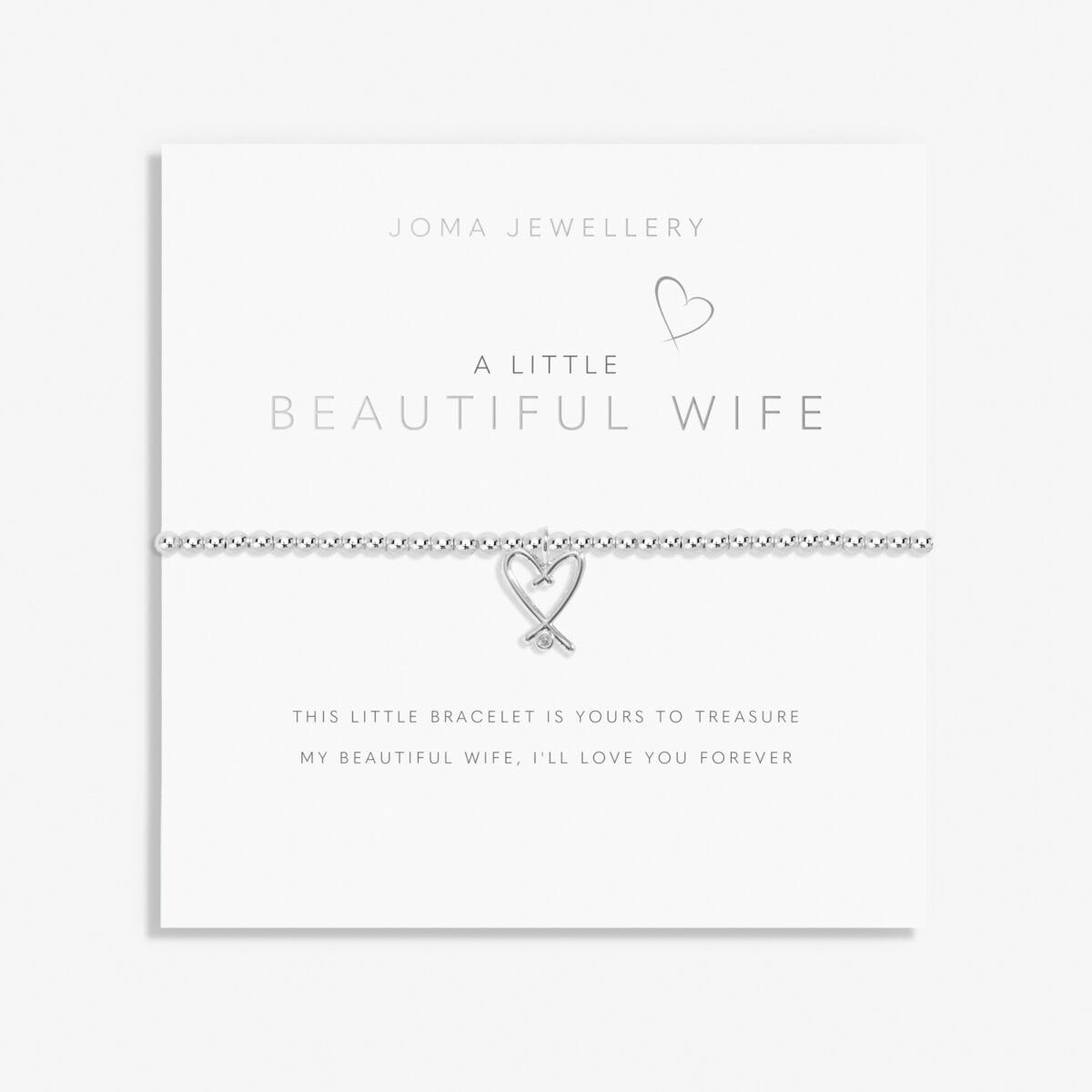 Silver Beautiful Wife bracelet gift by Joma Jewellery