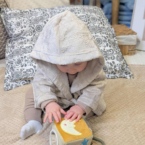 Beige animal embosses baby dressing gown