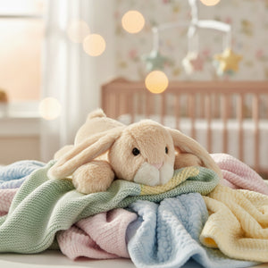 Beige Binky Bunny cuddly toy with long floppy ears