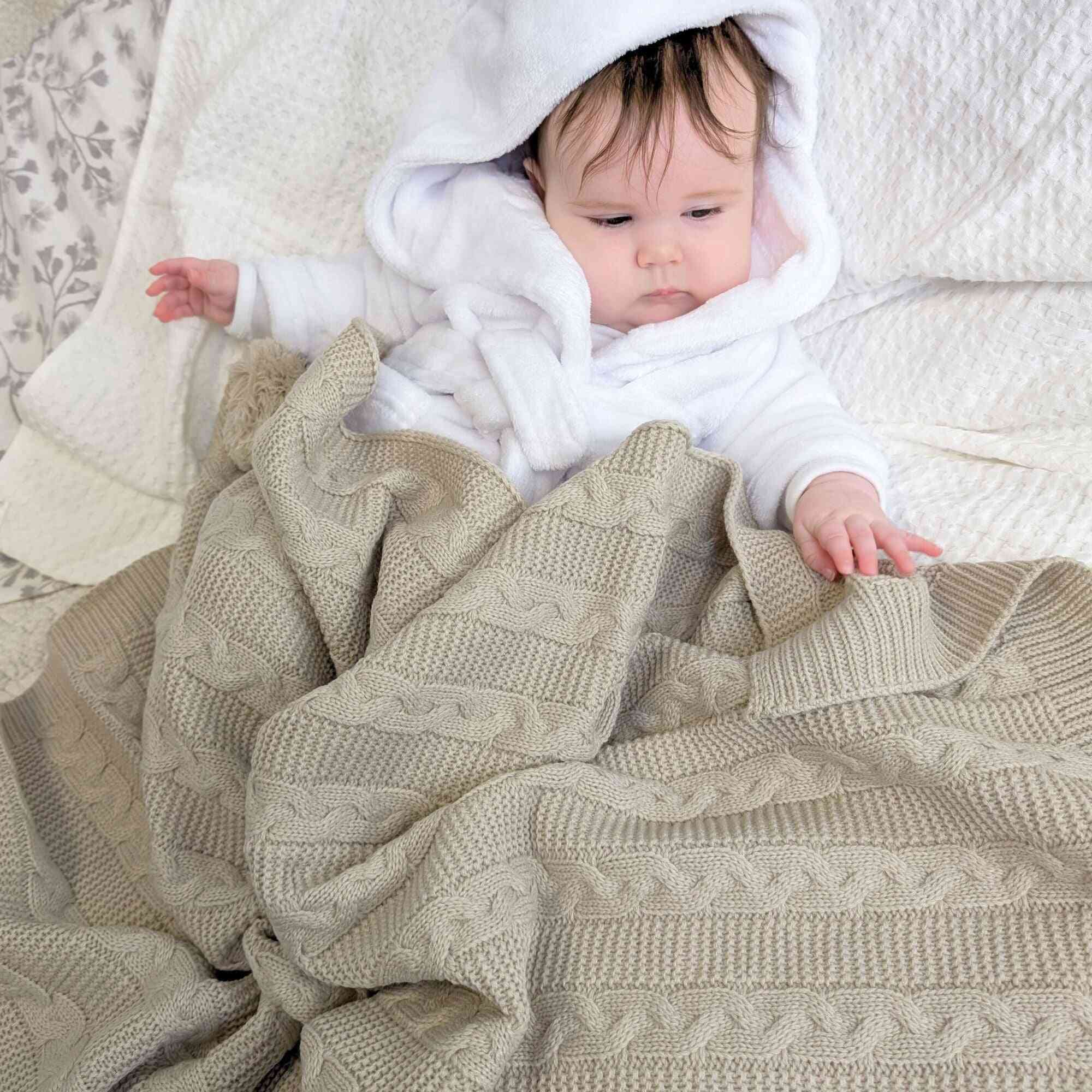 Unisex Soft Fleece Baby Blanket - 75x100cm - Stars Pattern - Swaddle Wrap