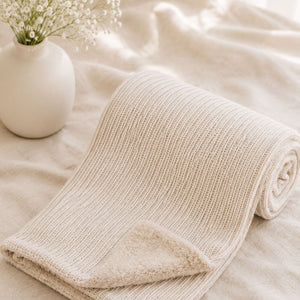 Biscuit coloured cellular sherpa back blanket wrap