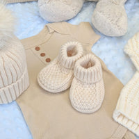 Soft Biscuit Knitted Baby Booties – 0 to 6 Months