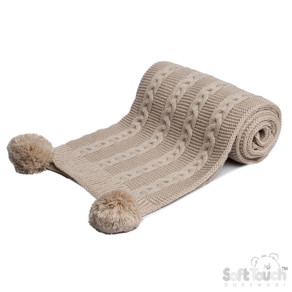 Recycled Cable Knit Blanket Wrap - Biscuit Baby Blanket