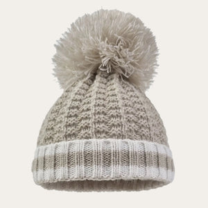 Cosy Biscuit Ribbed Pom Pom Hat Baby Hat.