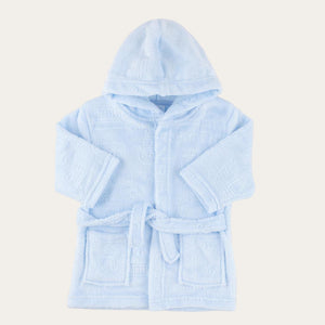 Blue Hooded Baby Bath Robe – Vehicle Embossed Design