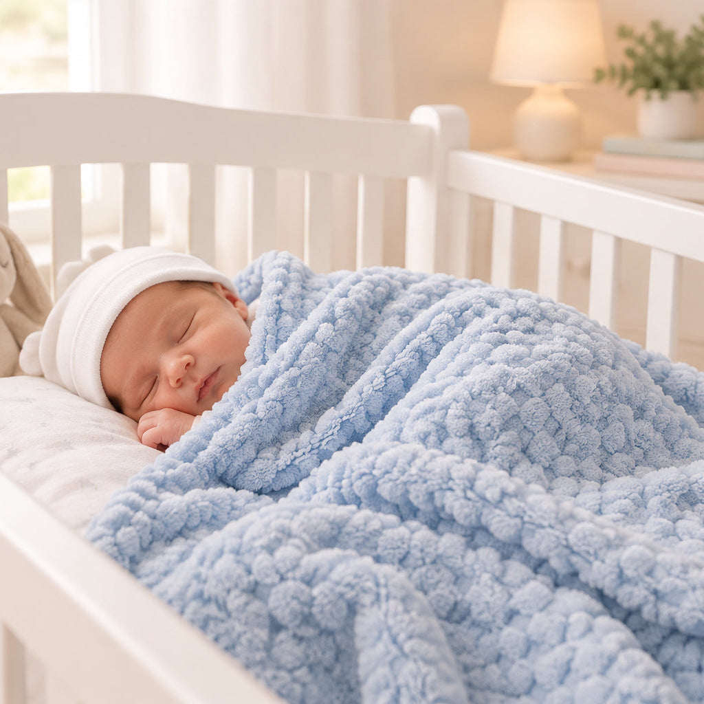 Soft blue baby blanket