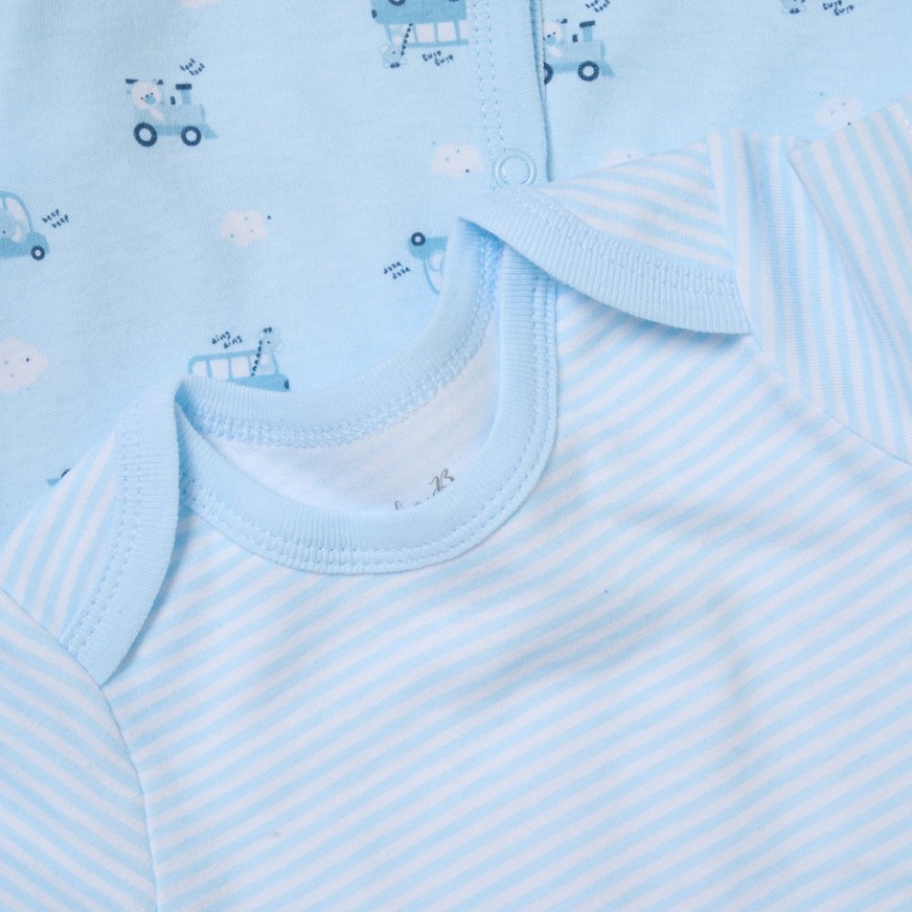 Blue Baby Clothing Set with Animal Print Sleepsuit