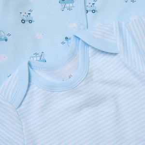 Blue Baby Clothing Set with Animal Print Sleepsuit