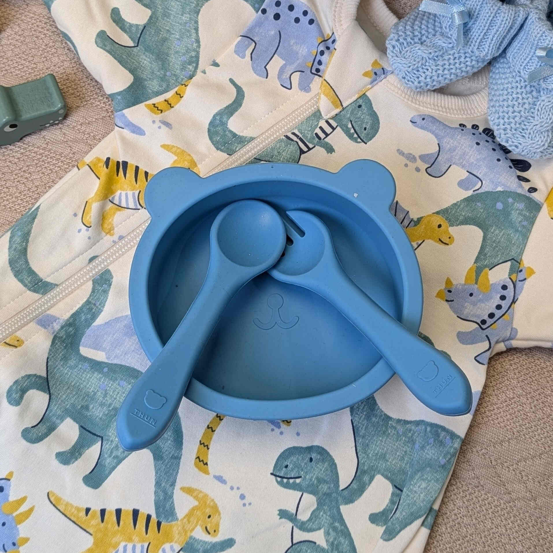 Blue Baby Silicone Bowl and Cutlery Set