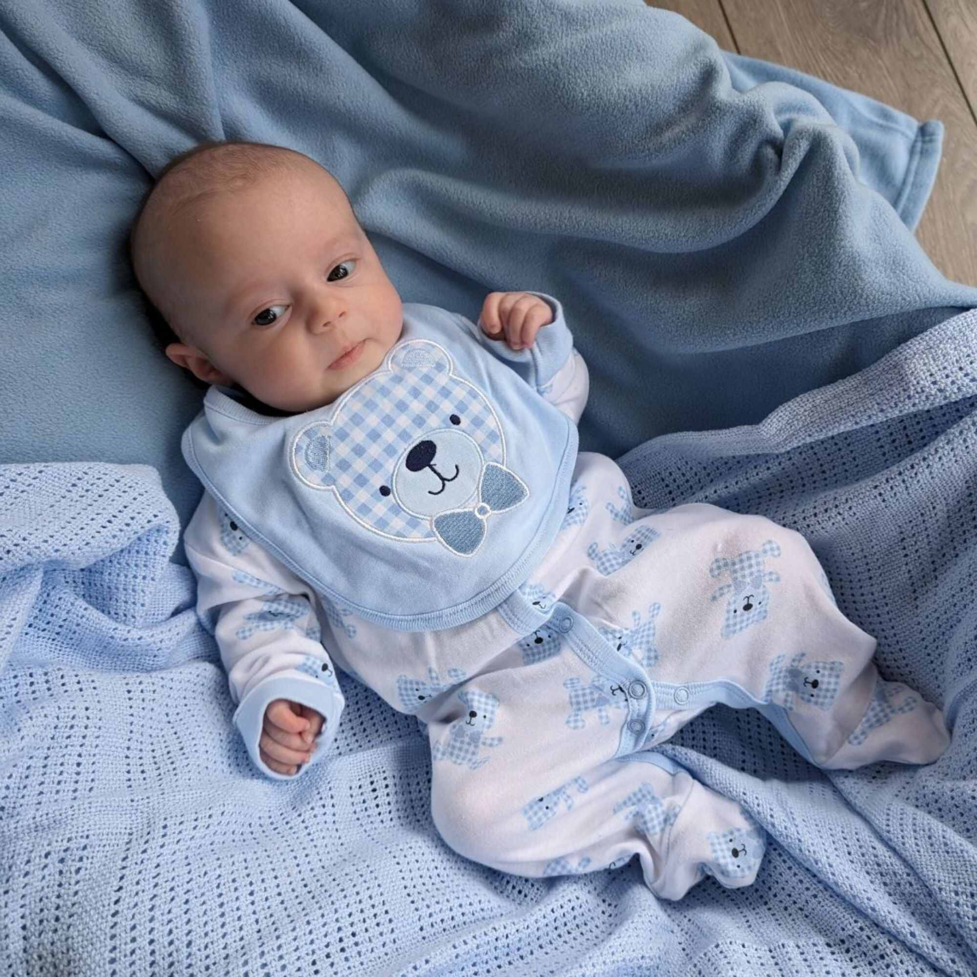 Take me home Blue and Tan baby boy set with Bears Made in Italy