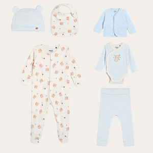 Blue bear baby essentials six piece set