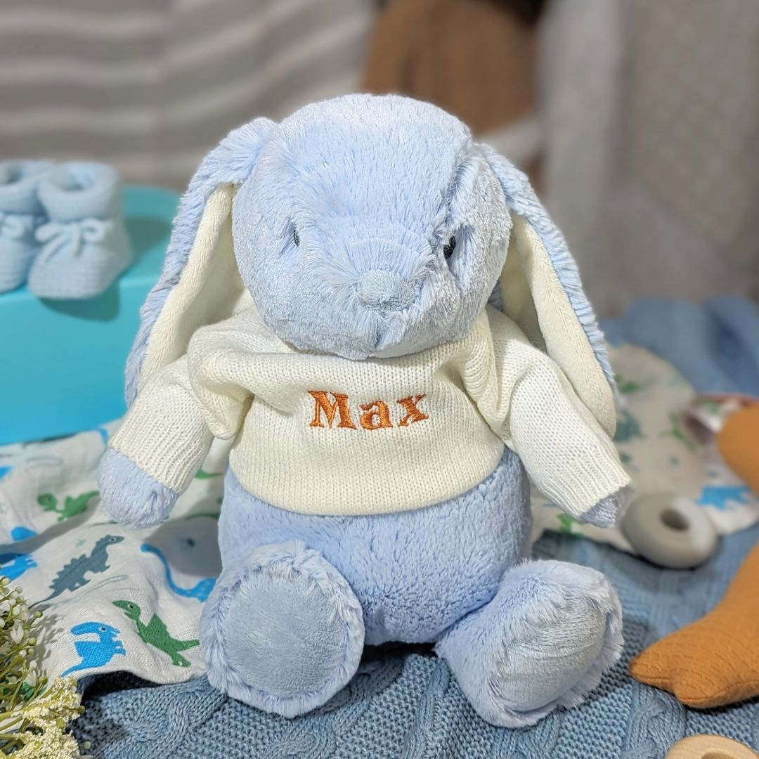 Shop Blue Rabbit Personalised Large Blue Bunny Rabbit | Soft Toys | Bumbles & Boo