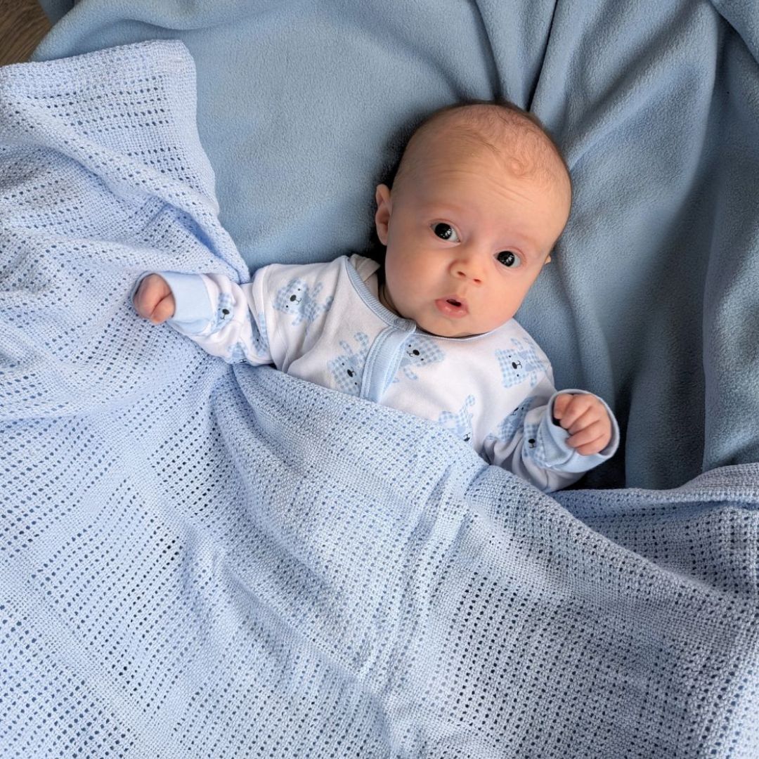 blue cellular baby blanket