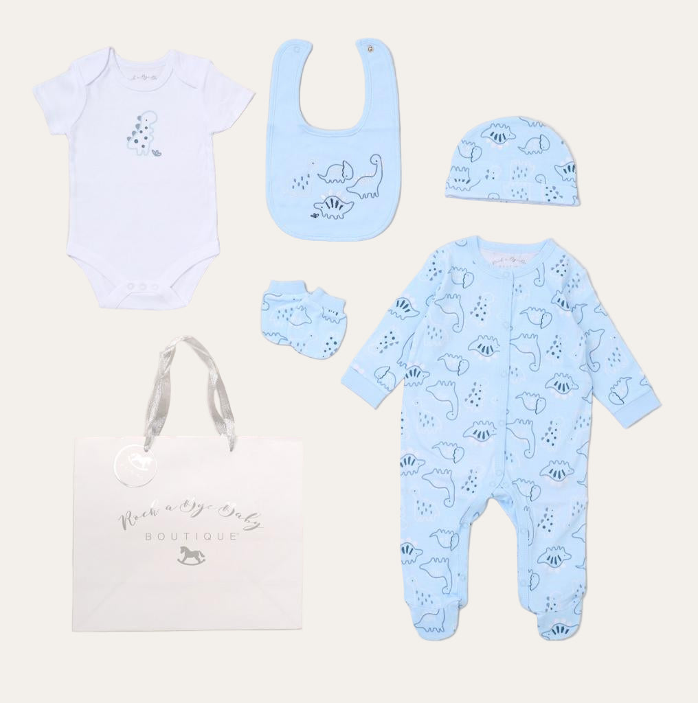 Dinosaur 5 Piece Baby Clothing Set –Blue