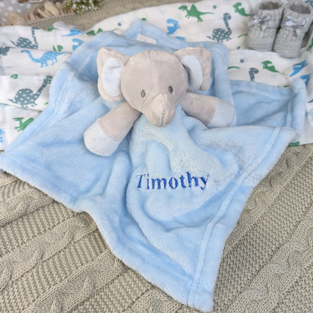 baby comforter elephant blanket personalised.