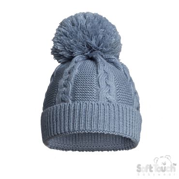Recycled Cable Knit Hat NB-12m - Blue Baby Clothing