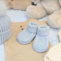 Soft Blue Knitted Baby Booties – 0 to 6 Months