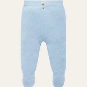 Soft blue baby leggings with feet – organic cotton