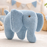 Knitted blue elephant toy