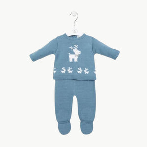 Blue Christmas Top & Trousers Knit Outfit Set Christmas.