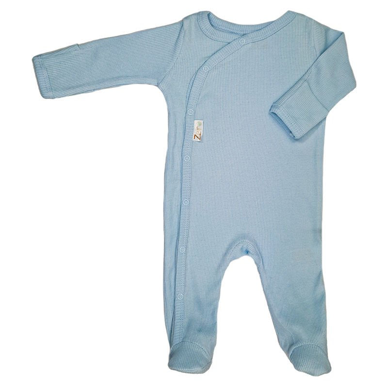 Blue Ribbed Sleepsuit for 0-3 month baby boys