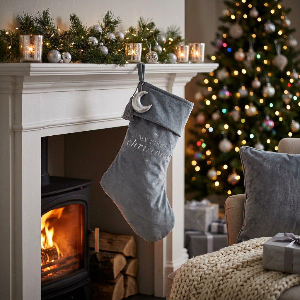Blue Baby's 1st Christmas Stocking Christmas.