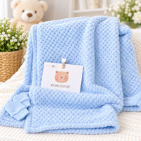 Personalised Soft Blue Waffle Baby Blanket
